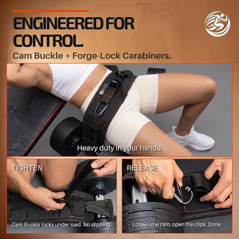 DAY-X Hip Thrust Belt for Dumbbells, Kettlebells & Plates Tested Up to 300 lbs - 3-Mode Hip Thrust + Dip Belt + Squat Yoke - Heavy Duty Glute Workout Equipment - Booty Belt for Home & Gym - DAYCrafterGear in Kuwait