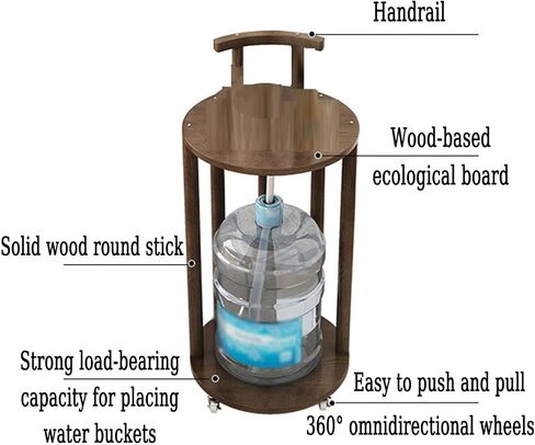 Double-Layer Movable Water Bottle Rack,Solid Wood Purified Water Storage Rack,can Hold up to 100 Kg,Suitable for Various Sizes of Bottled Water,75x40x40cm in Kuwait