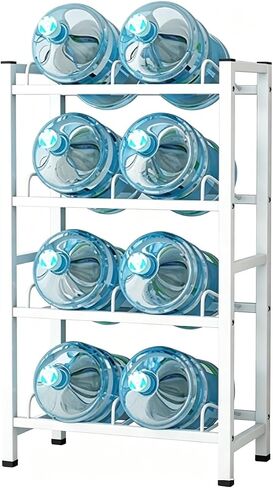 Double-row,4-tier Water Bucket Rack,Bottled Water Storage Rack,Carbon Steel Frame,can Bear 200 Kg,Suitable for Supermarkets/warehouses/factories(Black) in Kuwait