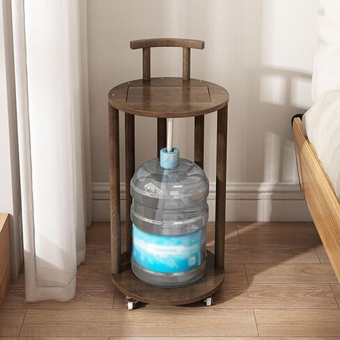 Double-Layer Movable Water Bottle Rack,Solid Wood Purified Water Storage Rack,can Hold up to 100 Kg,Suitable for Various Sizes of Bottled Water,75x40x40cm in Kuwait