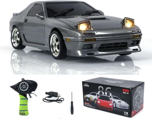 الولايات المتحدة في المخزون، LDRC 1/18 Rx7 RC سيارة سباق RWD جيروسكوب التحكم اللاسلكي الانجراف المركبات LD1802 نظام الضوء محرك سيرفو ESC لنموذج درجة الهوايات، هدية عيد ميلاد عيد الميلاد (أبيض) in Kuwait