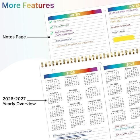 2026 Calendar, 2026 Wall Calendar 12 Month, 8.5" x 11", Jan 2026 - Dec 2026, 3-Hole Punched Binder Calendar, Memoranda Lined Pages with Thick Paper, Spiral Binding, Holidays, Moon Phases, Blue in Saudi Arabia