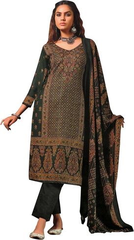 ladyline Womens Pashmina Printed Salwar Kameez Suit Indian Pakistani Dress in Saudi Arabia
