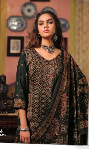 ladyline Womens Pashmina Printed Salwar Kameez Suit Indian Pakistani Dress in Saudi Arabia