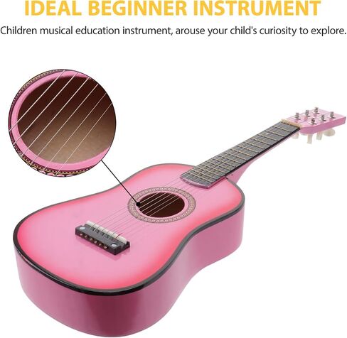 Toddmomy 23.11 Inch Beginner Guitar 6-String Folk Acoustic Guitar for Kids Basswood Music Instrument for Learning Pink Acoustic Toy for Girls 1 Pack in Saudi Arabia