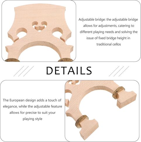 TOYANDONA Adjustable Maple Cello Bridge for 3/4 Size Cello Low and Tall European Bridge Options Maple Wood Instrument Accessory for School Orchestras Practice and Performance in Kuwait