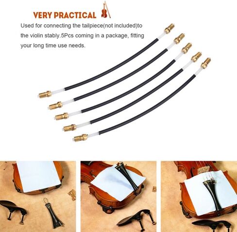 5Pcs Violin Tailpiece Tail Gut with Brass Screw – Nylon Tailgut Tail Gut Tailcord Non slip Tail Gut for 3/4 4/4 Violin String Accessory in Kuwait
