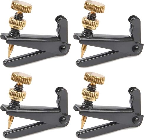 4-Pack Violin Fine Tuners for 4/4–3/4, Metal String Adjuster, Nickel Plated, Black & Gold in Kuwait