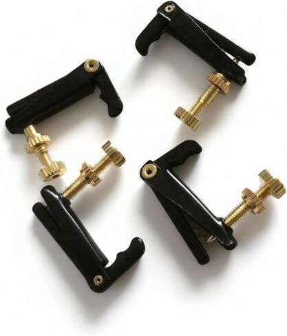 4-Pack Violin Fine Tuners for 4/4–3/4, Metal String Adjuster, Nickel Plated, Black & Gold in Kuwait