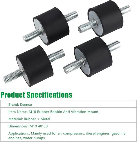 4 قطع M10 × 40 × 30 مم حوامل عازلة مطاطية، ممتص صدمات مزدوج، قوة ربط 40 جيجا/سم²، استطالة شد 300-400% - حوامل شديدة التحمل مضادة للاهتزاز للمضخة والمولد والمحرك والمحرك in Kuwait