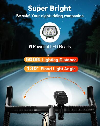 LED Bike Lights for Night Riding, USB Rechargeable Bicycle Headlight, 2025 New Aluminum Alloy Waterproof Bicycle Lights, 6+4 Modes for Adult Kids Road Cycling (Black) in Kuwait