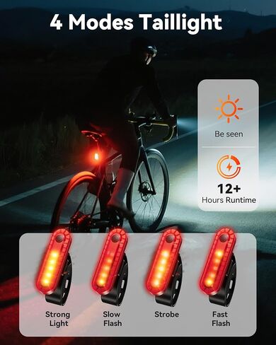 LED Bike Lights for Night Riding, USB Rechargeable Bicycle Headlight, 2025 New Aluminum Alloy Waterproof Bicycle Lights, 6+4 Modes for Adult Kids Road Cycling (Black) in Kuwait