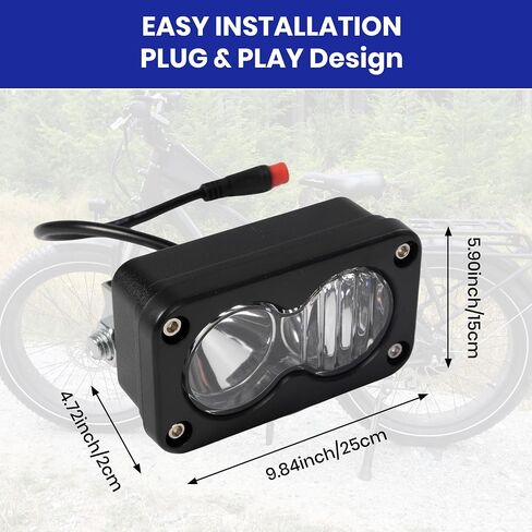 ضوء Ebike - 2 دبوس مناسب لدراجات Rad Power Bikes RadRunner RadMini RadRover RadExpand Vamoose Mammoth - 20W 6000-6500K Spot Floodlight Ebike Headlight (أبيض) in Kuwait