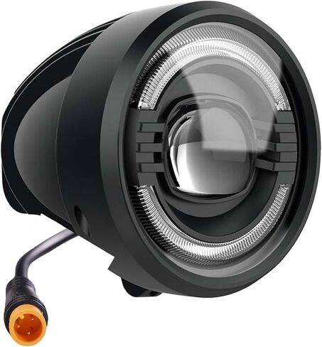 EBike Headlight with Horn 3/4 Pin Waterproof Connector 650 Lumen Bicycle Front Light for 36V 48V Electric Foldable/Mountain/Fat Tire Bikes in Kuwait
