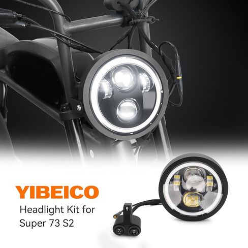 Headlight Kit for Super 73 S2, 60W/8000LM LED Lights Head Light, Waterproof Bright Clear Headlamp With Headlights Rack, Accessories for Super 73 in Kuwait