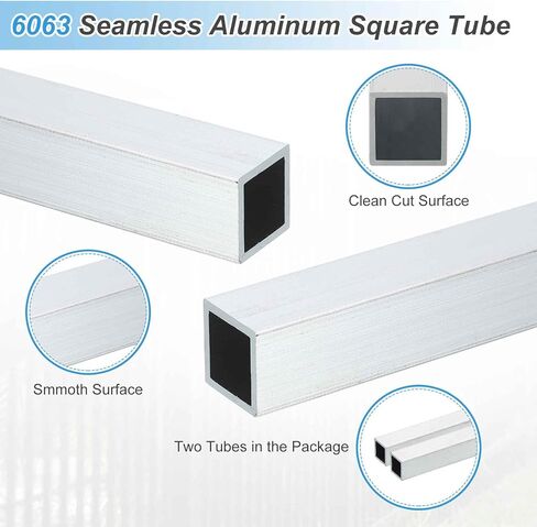 MECCANIXITY Aluminum Square Tubing,1.57"x1.57"x16" Long 0.04" Wall Thick 6063 Aluminum Square Tube Seamless Structural Metal Profile Hardware for Construction DIY Home Decor Furniture 2pcs in Kuwait