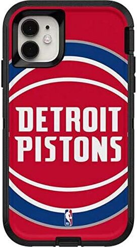 ملصق Skinit متوافق مع حافظة OtterBox Defender iPhone 11 - تصميم شعار كبير مرخص رسميًا من NBA Detroit Pistons in Kuwait