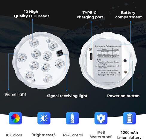 أضواء القارب القابلة لإعادة الشحن من Seaponer - مصابيح LED مقاومة للماء IPX8 مع جهاز تحكم عن بعد، RGB متعدد 25 لونًا، للأضواء الداخلية على سطح السفينة، قارب صيد الكاياك البط جون باس، 4 عبوات in Kuwait
