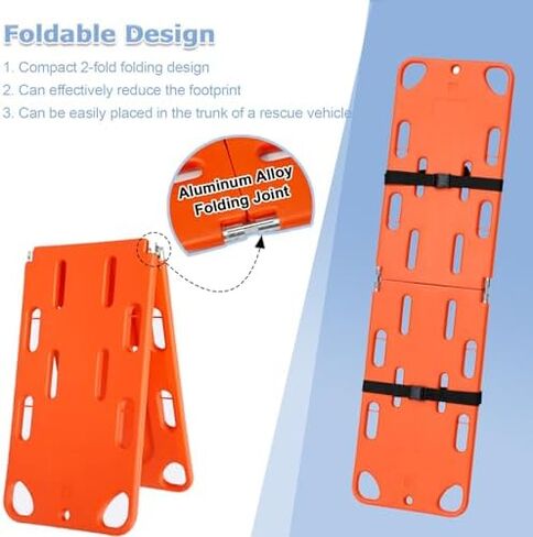 Portable Stretcher-Emergency Rescue Scoop Stretcher - Portable Spine Immobilization Board for First Responders and Medical Use,（Orange,Length 6.1ft/187cm/73.6in） in Kuwait