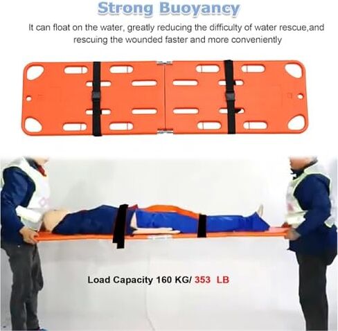 Portable Stretcher-Emergency Rescue Scoop Stretcher - Portable Spine Immobilization Board for First Responders and Medical Use,（Orange,Length 6.1ft/187cm/73.6in） in Kuwait