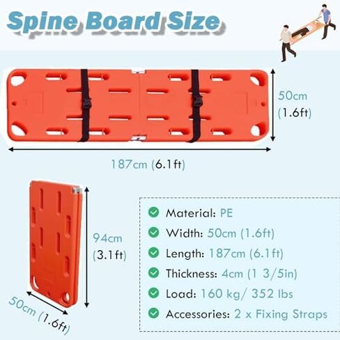 Portable Stretcher-Emergency Rescue Floating Spine Board Stretcher for Water Rescue, Portable Life-Saving Equipment for Pools and Seaside,（Orange） in Kuwait
