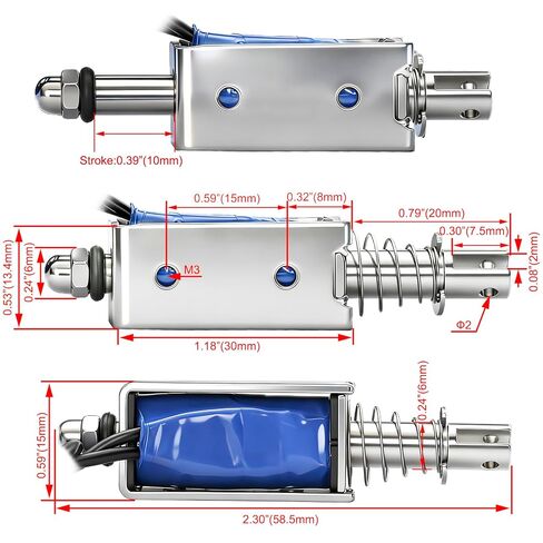 Heschen DC Solenoid Electromagnet, Push Pull Type, HS-0530B, DC24V 840mA, 10mm Stroke, Initial Force 0.5N, Max Keep Force 5N, Open Frame, Linear Motion in Kuwait