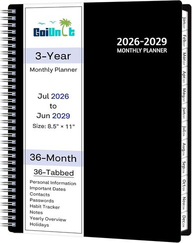 مخطط شهري 2026-2028 ، مخطط تقويم 36 شهرًا 2026-2028 من يناير 2026-ديسمبر 2028 ، 8.5 '× 11' مع ​​انتشار محكم ، غطاء مرن ، سلك دوامة ، جيب ، علامات تبويب مطلية ، ملاحظات ＆ العادة in Kuwait