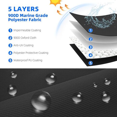 Waterproof Universal Leaning Post Cover, 900D Marine Grade Polyester Fabric Center Console Boat Swing Back Seat Cover, 47" H x 41" W x 24" D, Black in Kuwait