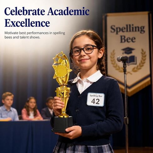 جائزة Hemoton Gold Star Trophy، كأس فائز بلاستيكي كبير للبطولات الرياضية، جائزة المركز الأول لمسابقات الأطفال والكبار، حفل مكافأة لعبة كرة القدم Spelling Bee in Kuwait