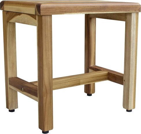 HomeRoots Compact Rectangular Teak Shower Or Outdoor Bench in Natural Finish in Kuwait
