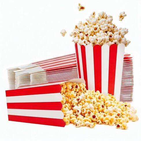 Pink Popcorn Boxes, 28Pcs Pink and White Striped Popcorn Bags Front-Opening Movie Theater Snack Containers Home Carnival Birthday Party Supplies, Popcorn Boxes Bulk Party Decorations in Kuwait