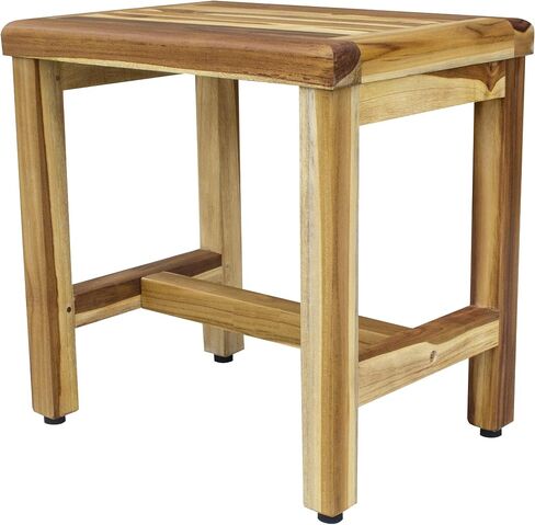 HomeRoots Compact Rectangular Teak Shower Or Outdoor Bench in Natural Finish in Kuwait