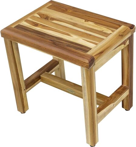 HomeRoots Compact Rectangular Teak Shower Or Outdoor Bench in Natural Finish in Kuwait