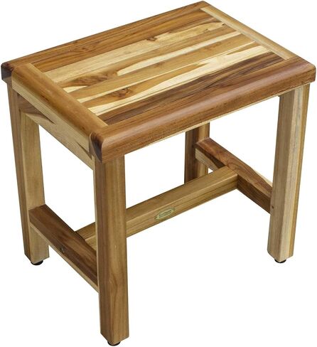 HomeRoots Compact Rectangular Teak Shower Or Outdoor Bench in Natural Finish in Kuwait