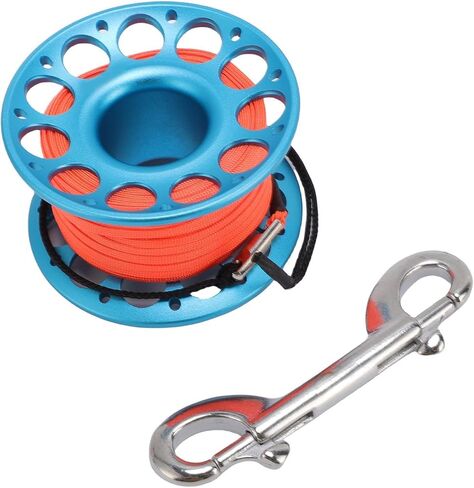 Rosvola Diving Dive Reel, 98ft Stainless Steel Double Hook Design Aviation Aluminum Spool Reel, Multi Purpose, Ideal for Diving, Spearfishing & Underwater Adventures (Orange) in Kuwait