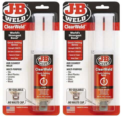 J-B Weld ClearWeld 5 Minute Epoxy, Clear, Syringe, 2 Pack, 50112-2 & 8265S Original Cold-Weld Steel Reinforced Epoxy - 2 oz. in Kuwait