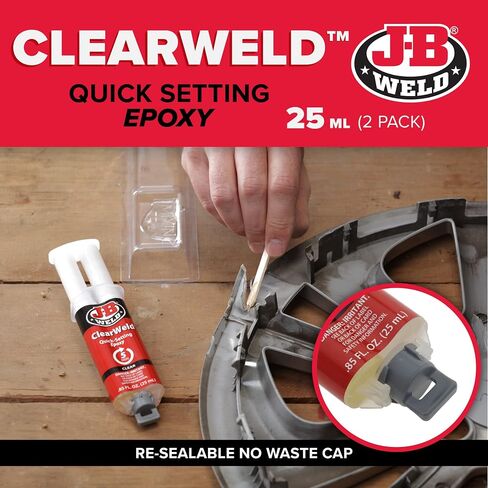 J-B Weld ClearWeld 5 Minute Epoxy, Clear, Syringe, 2 Pack, 50112-2 & 8265S Original Cold-Weld Steel Reinforced Epoxy - 2 oz. in Kuwait