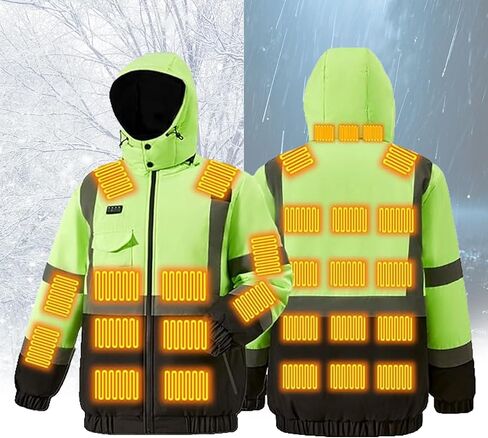 Heated Jackets for Men Windproof Waterproof Snowboarding Outdoor Work Reflective Jacket Mens Work CoatGreen,XL in Kuwait