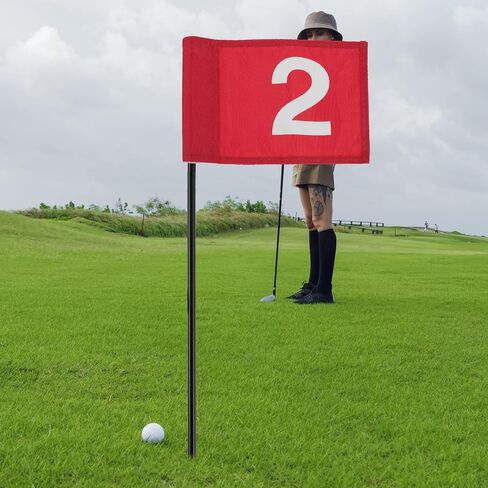 Alasum 2pcs Portable Golf Pin Flags with Numbered Red Detachable Flagsticks, Training and Practice Supplies for Golf Course Use in Kuwait