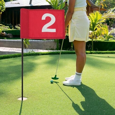 Alasum 2pcs Portable Golf Pin Flags with Numbered Red Detachable Flagsticks, Training and Practice Supplies for Golf Course Use in Kuwait