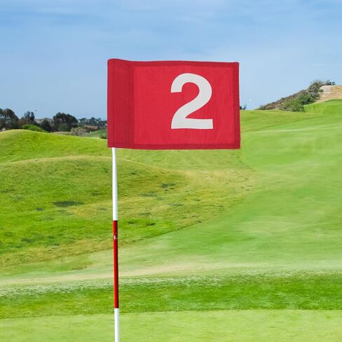 Alasum 2pcs Portable Golf Pin Flags with Numbered Red Detachable Flagsticks, Training and Practice Supplies for Golf Course Use in Kuwait