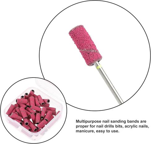 Baluue Portable Nail Sanding Bands with 3.1mm Mandrel Bit 50pcs Multipurpose Pink Tungsten Steel Rings for Manicure and Pedicure for Nail Salon Use and Home Manicure in Kuwait