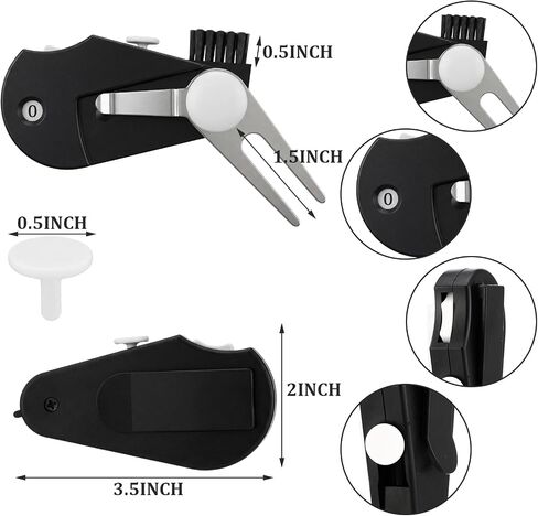 4 Pack Golf Multi-Tool Foldable 5 in 1 Golfing Tool with Divot Stroke Score Counter Ball Marker Club Brush and Groove Cleaner Portable Golfing Accessories Tool with Clip for Golf Lover in Kuwait