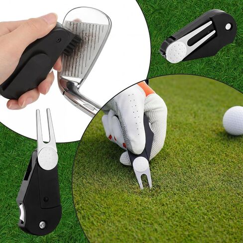 4 Pack Golf Multi-Tool Foldable 5 in 1 Golfing Tool with Divot Stroke Score Counter Ball Marker Club Brush and Groove Cleaner Portable Golfing Accessories Tool with Clip for Golf Lover in Kuwait