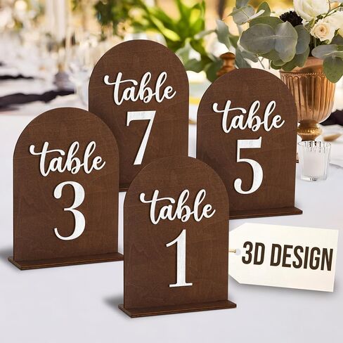 Woodamore Wedding Table Numbers 1-10, Wood Table Numbers For Wedding Reception 1-10 With Stands, Restaurant Wooden Markers For Event, Party, Centerpiece in Saudi Arabia