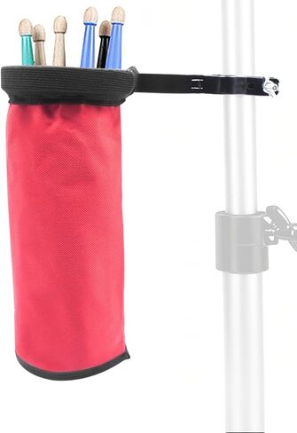 CashBeat Clamp-On Drumstick Holder for Drum Set, Nylon Drum Sticks Bag | Lockable Aluminum Alloy Clip Drumstick Container Bag for Electric Drum Set, Holds Around 10 Sticks, Brown in Kuwait