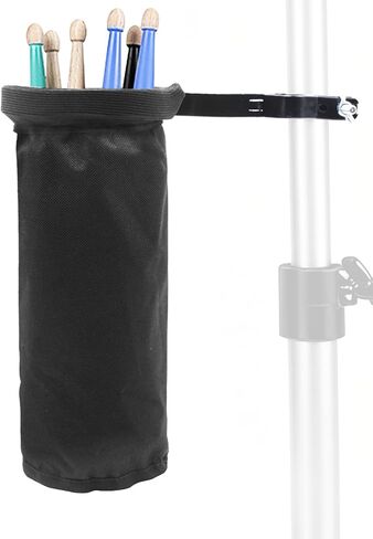 CashBeat Clamp-On Drumstick Holder for Drum Set, Nylon Drum Sticks Bag | Lockable Aluminum Alloy Clip Drumstick Container Bag for Electric Drum Set, Holds Around 10 Sticks, Brown in Kuwait