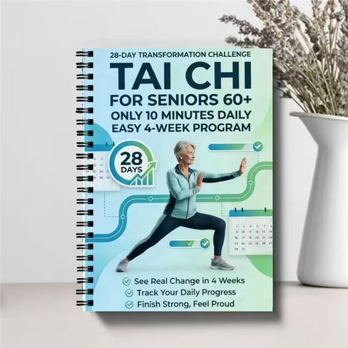 Tai Chi Manual for Seniors and Beginners, Spiral Bound Guide Book, 10-Minute Daily 4-Week Tai Chi Training Book for Elderly Fitness, Relaxation and Balance Improvement in Kuwait