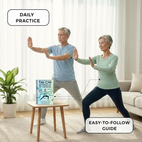 Tai Chi Manual for Seniors and Beginners, Spiral Bound Guide Book, 10-Minute Daily 4-Week Tai Chi Training Book for Elderly Fitness, Relaxation and Balance Improvement in Kuwait