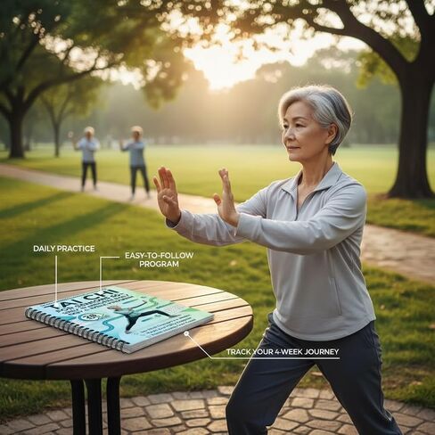 Tai Chi Manual for Seniors and Beginners, Spiral Bound Guide Book, 10-Minute Daily 4-Week Tai Chi Training Book for Elderly Fitness, Relaxation and Balance Improvement in Kuwait